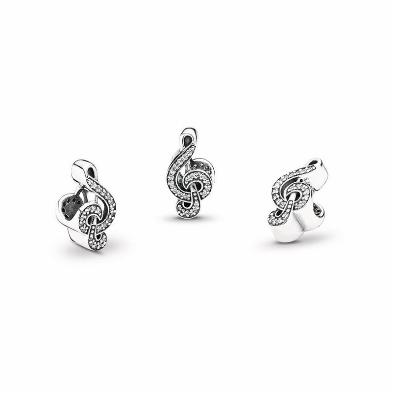 Pandora Sweet Music Treble Clef Charm Ireland - Sterling Silver/Cubic Zirconia - 120596UBJ